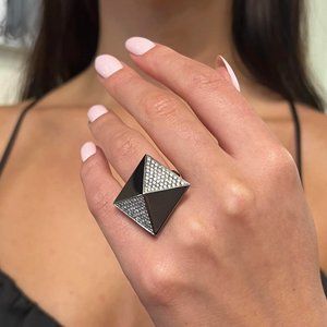 Messika 1.06Cttw Spiky Diamond Cocktail Ring 18K Black Gold Size 53 US 6.5